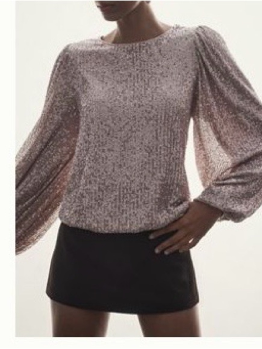Anthropologie Women’s Pink Sequin Long-Sleeve Top